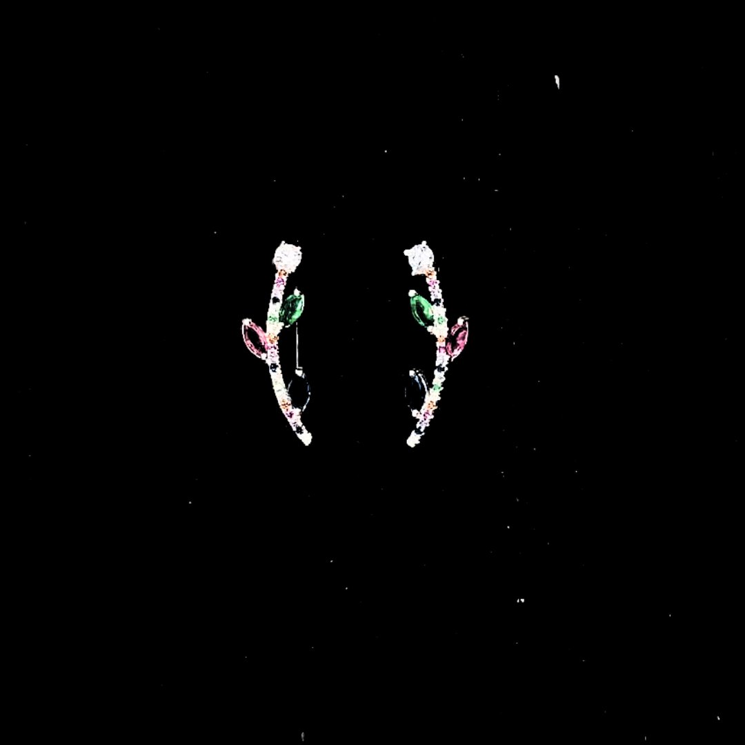 ARETE TREPADOR TALLO  Y FLOR EN FORMA DE CORAZON 