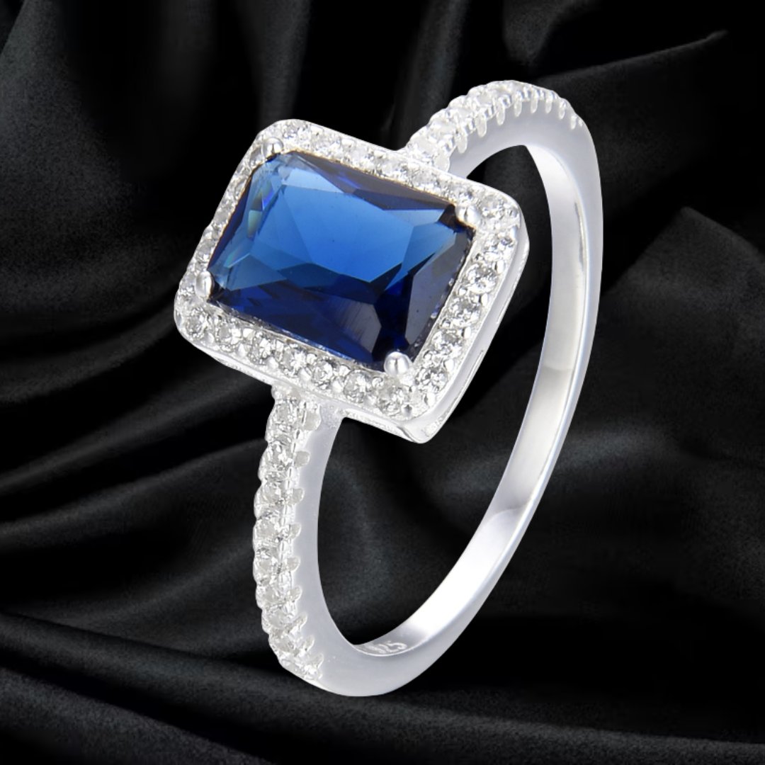 ANILLO ELEGANTE CIRCONIA AZUL