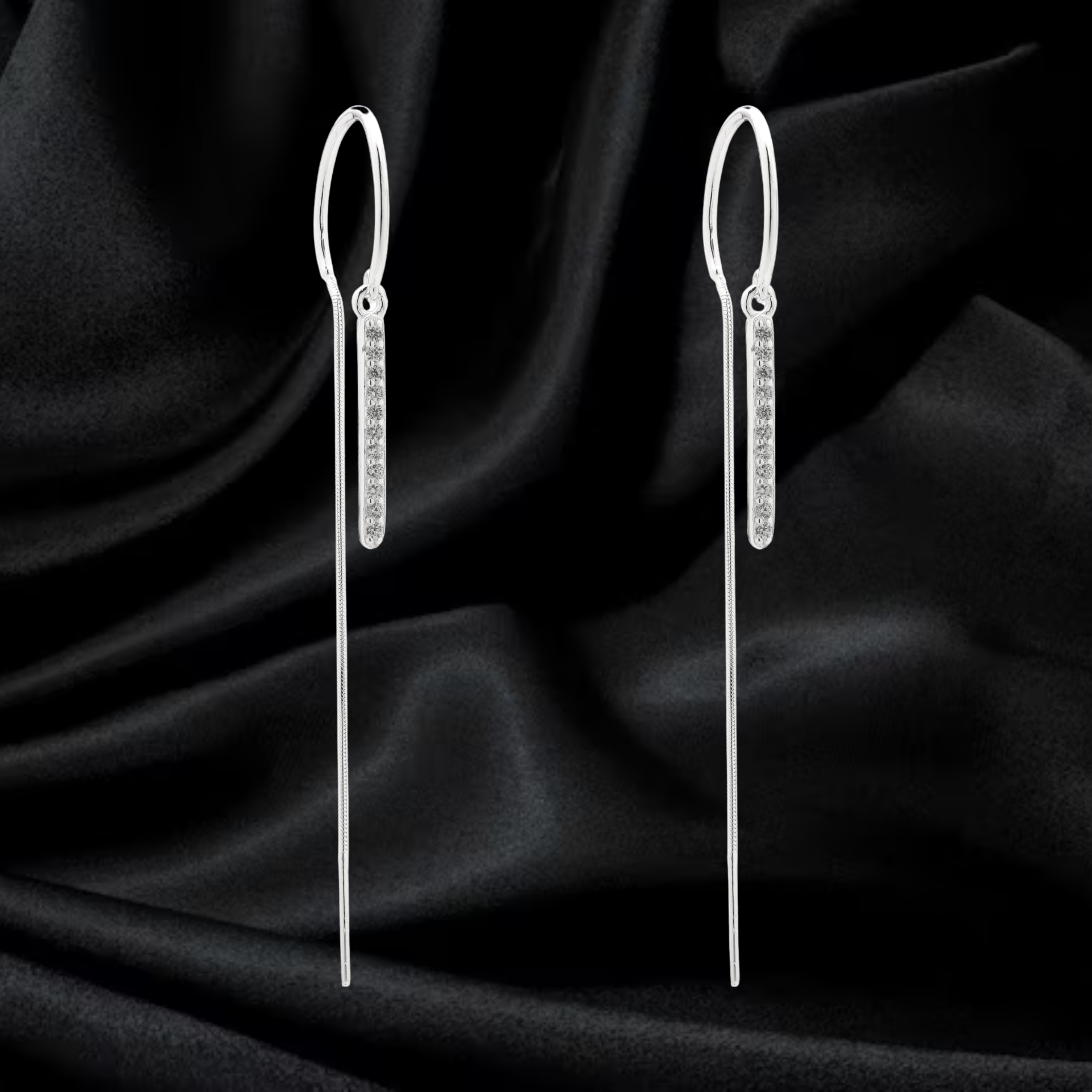 ARETES COLGANTES CON BARRA DE BRILLO