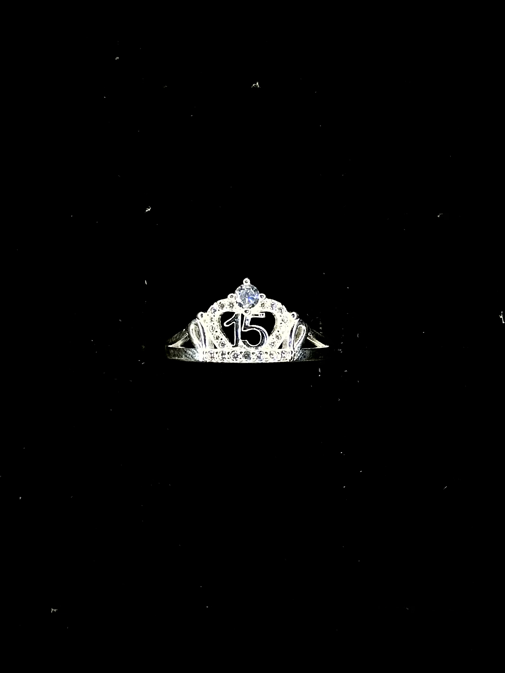 ANILLO TIARA QUINCEAÑERA CON BRILLO CENTRAL